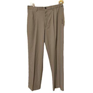 Haggar Cool 18 Pro Men's‎ SZ 34x30 Tan Pants Extendable Waist Workwear